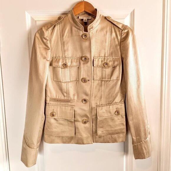Banana Republic Golden Tan Cotton Silk Military Safari Jacket - Picture 1 of 6